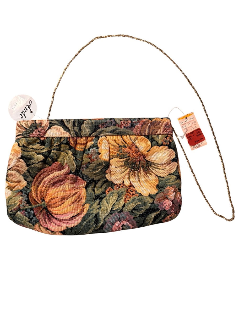 Vintage Ande Floral Tapestry Shoulder Bag Convertible Clutch NWT Kaufmanns
